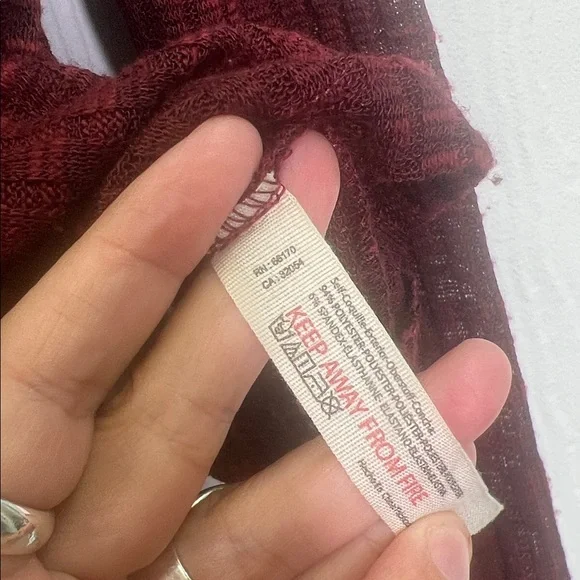 Free People - Aura Wine See Thru Crewneck Long Sleeve Layering Top Size Medium - Picture 6 of 9